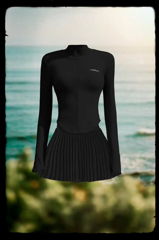 Butterluxe Workout Jacket & Elite Pleated Skirt - Black - Olaben