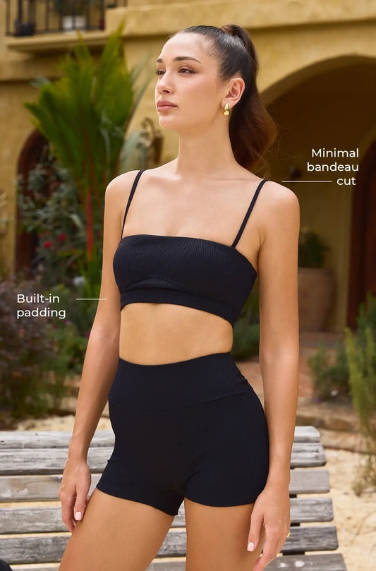 Contour Ribbed Bandeau - Black