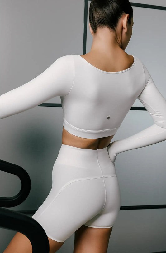 Evo Long Sleeve Crop Top - Off White - Olaben