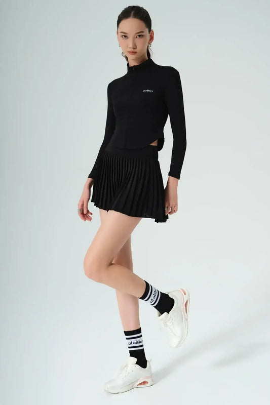 Butterluxe Workout Jacket & Elite Pleated Skirt - Black - Olaben
