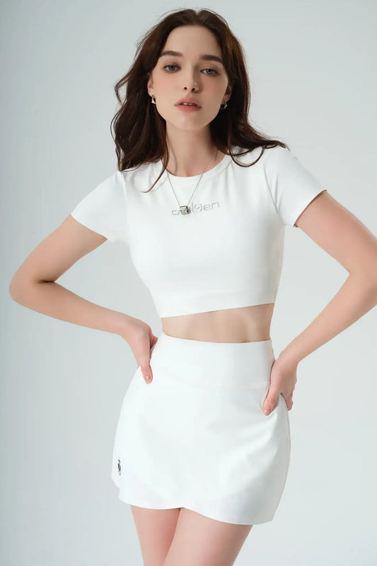 All Day Short Sleeve Crop - White - Olaben