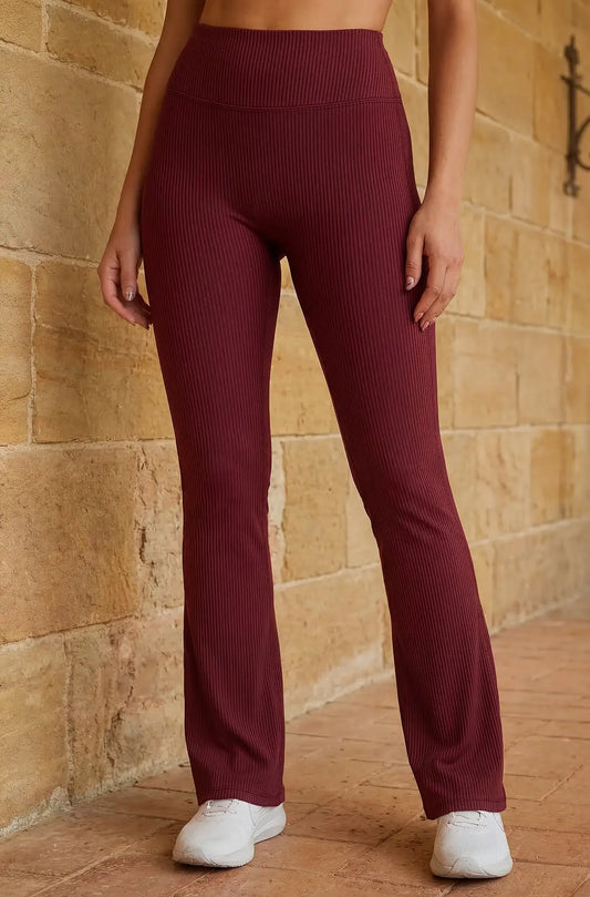 Ribbed Flare Leggings - Dark Fire